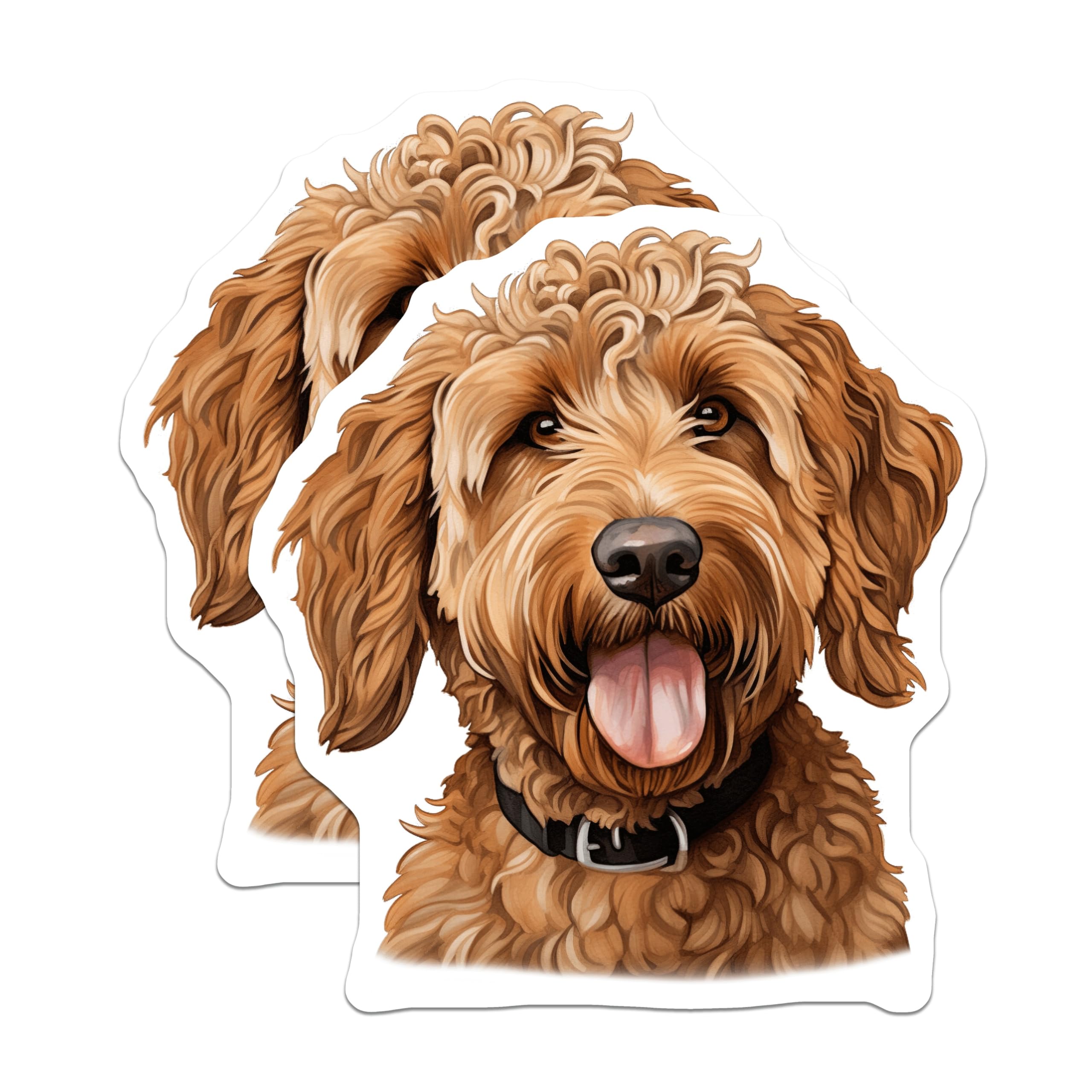(2 Pack) Goldendoodle Dog Magnets - Cute Labradoodle Pet Owner Art - Dog Mom Locker Decor - 5 Inches On Longest Side - Thick Durable Magnet - Made in USA - MAG27916
