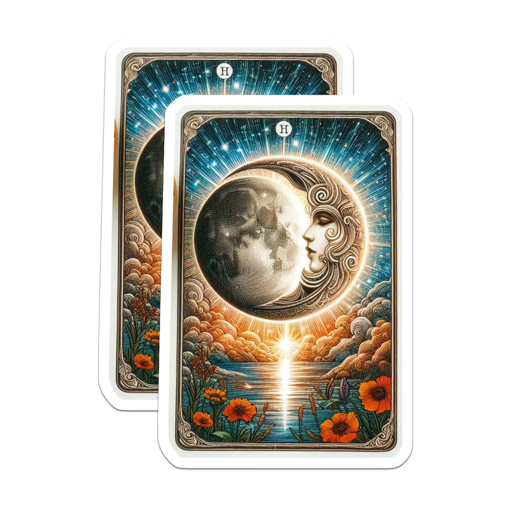 (2 Pack) Crescent Moon Face Magnets - Celestial Landscape Art - Mystical Home Decor - 5 Inches On Longest Side - Thick Durable Magnet - Made in USA - MAG22333