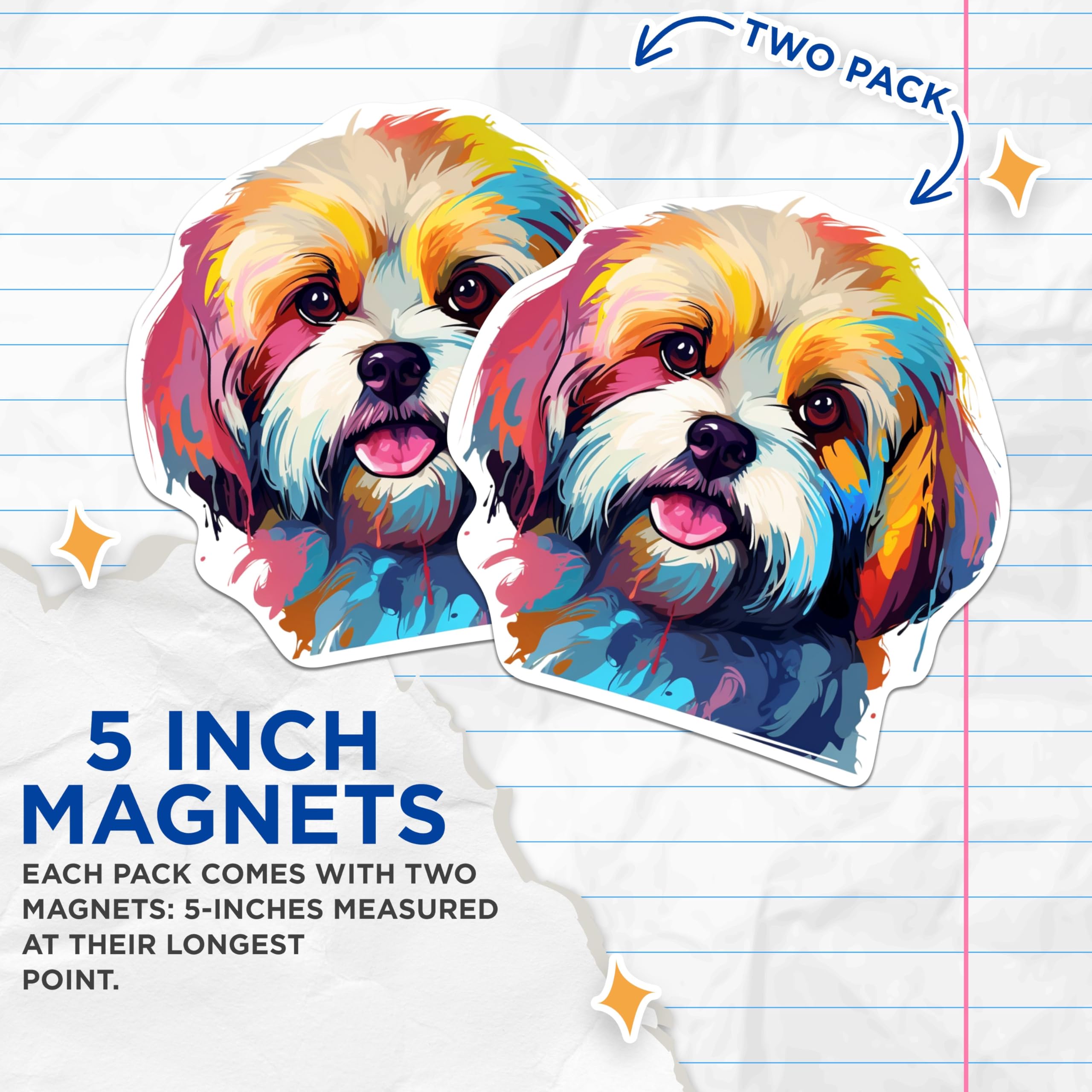 (2 Pack) Lhasa Apso Dog Breed Magnets - 5 Inches On Longest Side - Choose from Over 100 Dog Breeds - for Cars, Refrigerators, Toolboxes - Made in USA - MAG1895