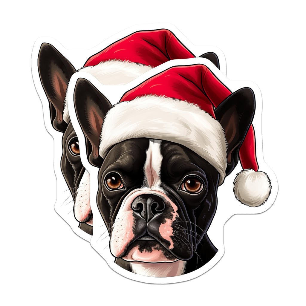 (2 Pack) French Bulldog Christmas Magnets - Santa Dog Holiday Decor - Puppy Pet Parent Present - 5 Inches On Longest Side - Thick Durable Magnet - Made in USA - MAG30573
