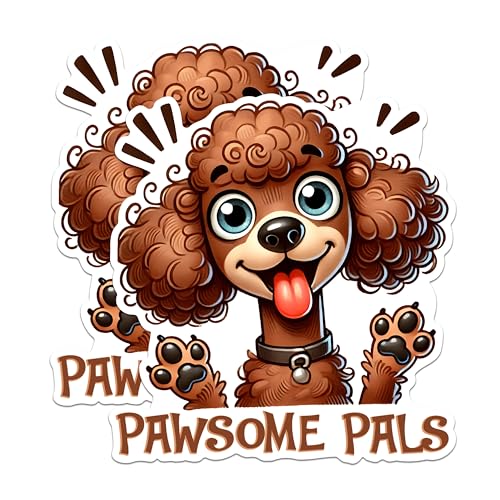 (2 Packs) Poodle Pawsome Pals Stickers - Poodle Dog Breed Decals - 5 Inches On Longest Side - Premium Vinyl Decal - Sticks to Any Smooth Flat Surface - Made in USA - BMCS2410