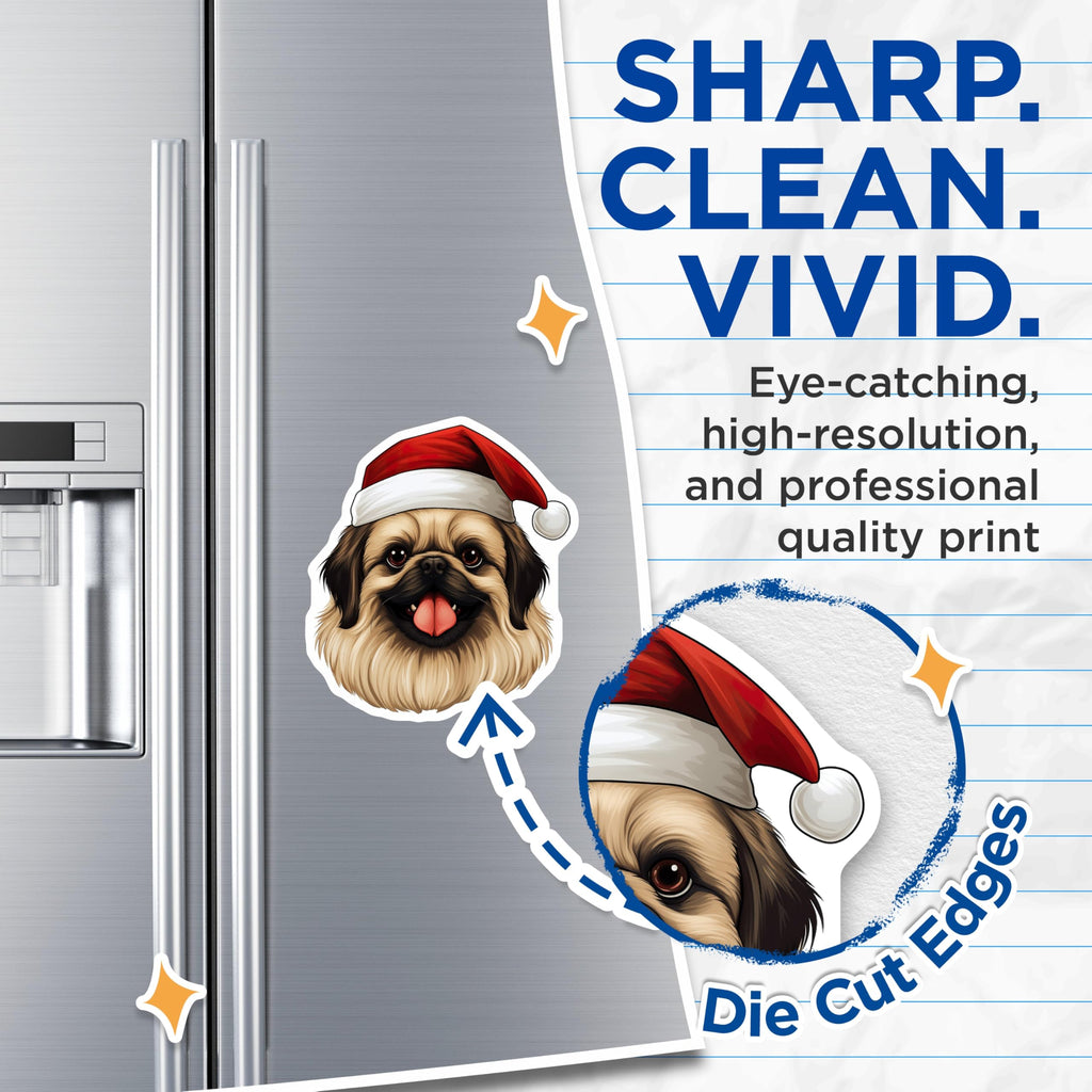 (2 Pack) Pekingese Christmas Magnets - Santa Dog Holiday Decor - Dog Lover Refrigerator Items - 5 Inches On Longest Side - Thick Durable Magnet - Made in USA - MAG27313