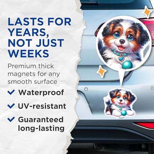 (2 Pack) Adorable Dog Decor Magnet - Fridge Accessories - 5" On Longest Side - Sticks to Smooth Flat Surfaces - Made in USA - MAG9442