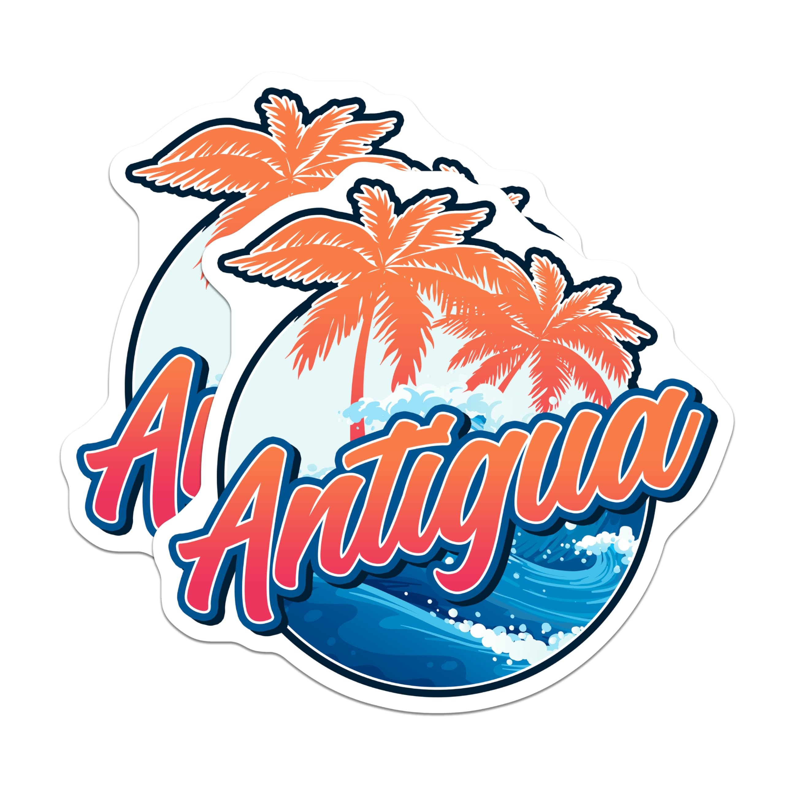 (2 Pack) Antigua Caribbean Magnets - Island Souvenir - Tropical Decor Fridge Magnets - 5" On Longest Side - Premium Magnet - for Cars, Refrigerators, Toolboxes, Lockers - Made in USA - MAG18977