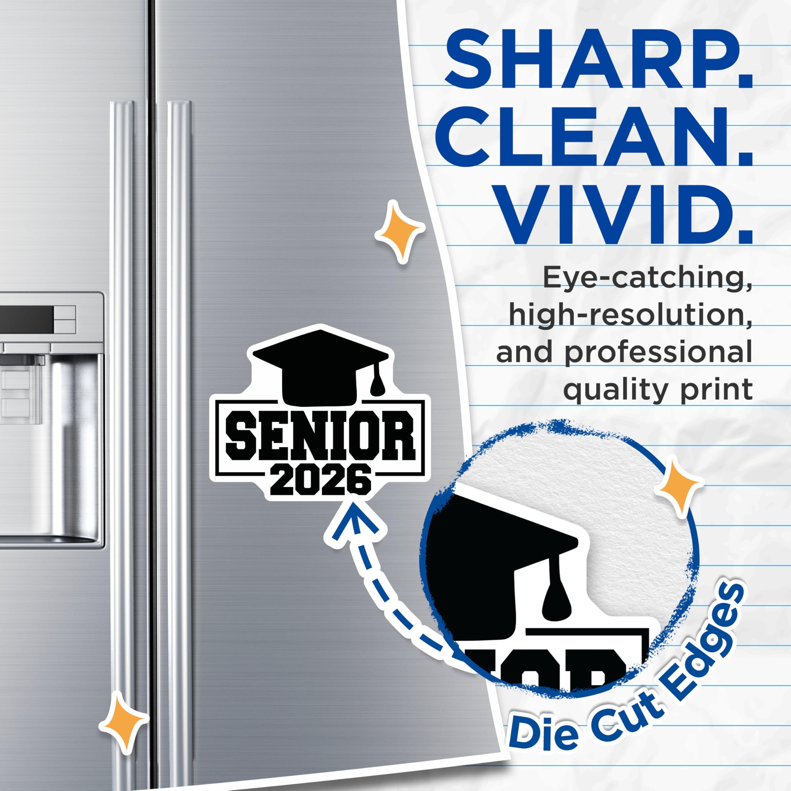 (2 Pack) Senior 2026 Magnets - Graduation Year Fridge Magnets - Class of 2026 Locker Decorations- 5" On Longest Side - Sticks to Smooth Flat Surfaces - Made in USA - MAG11689