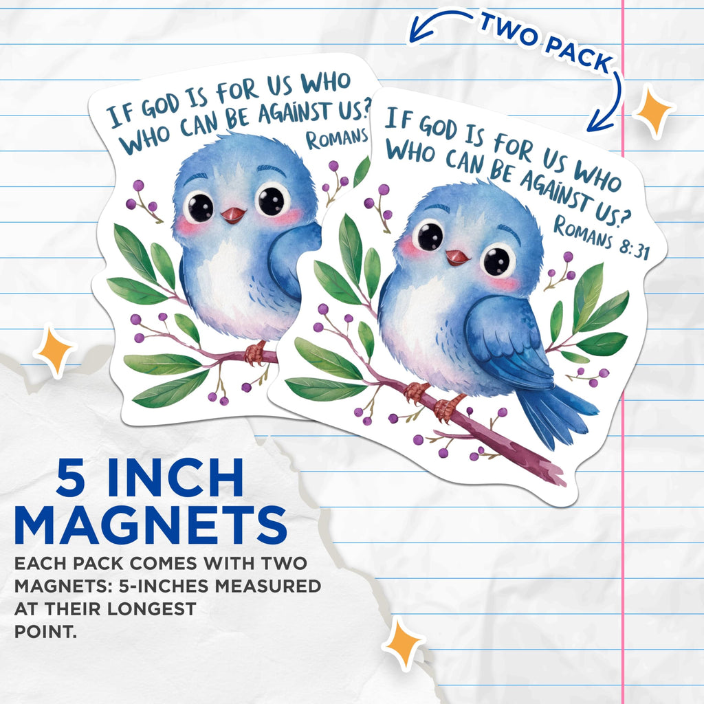 (2 Packs) If God is for Us Who Can Be Against Us Magnets - Romans 8:31 Christian Magnets - 5 Inches On Longest Side - Premium Magnet - for Fridges, Toolboxes, Cars - Made in USA - MAG2302