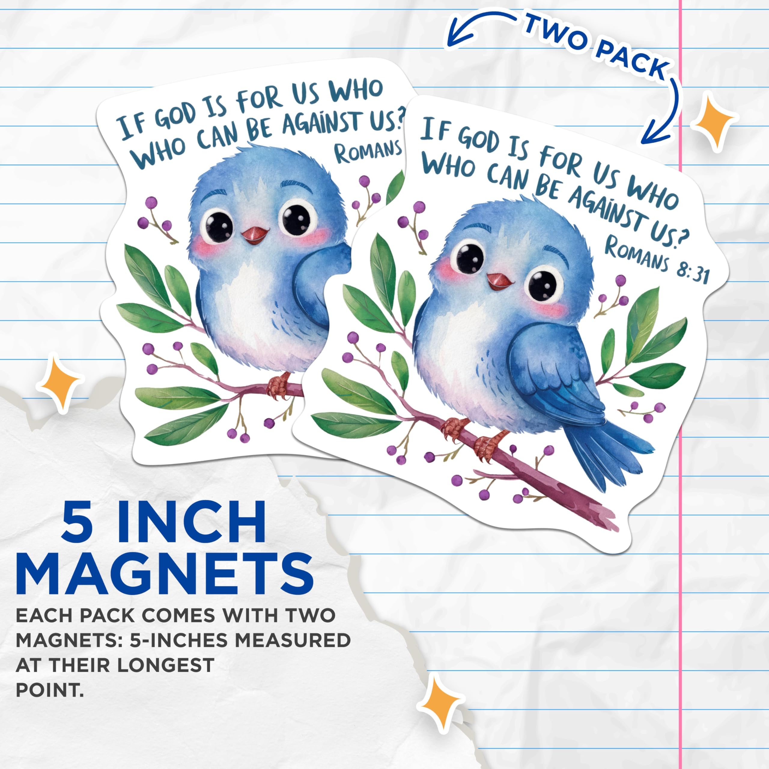(2 Packs) If God is for Us Who Can Be Against Us Magnets - Romans 8:31 Christian Magnets - 5 Inches On Longest Side - Premium Magnet - for Fridges, Toolboxes, Cars - Made in USA - MAG2302