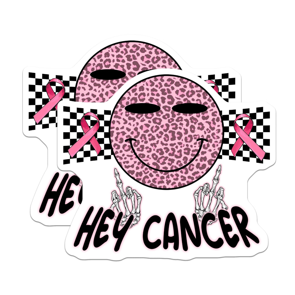 (2 Pack) Hey Cancer Magnets - Pink Ribbon - Breast Cancer Awareness - 5" On Longest Side - Premium Magnet - for Cars, Refrigerators, Toolboxes, Lockers - Made in USA - MAG16653
