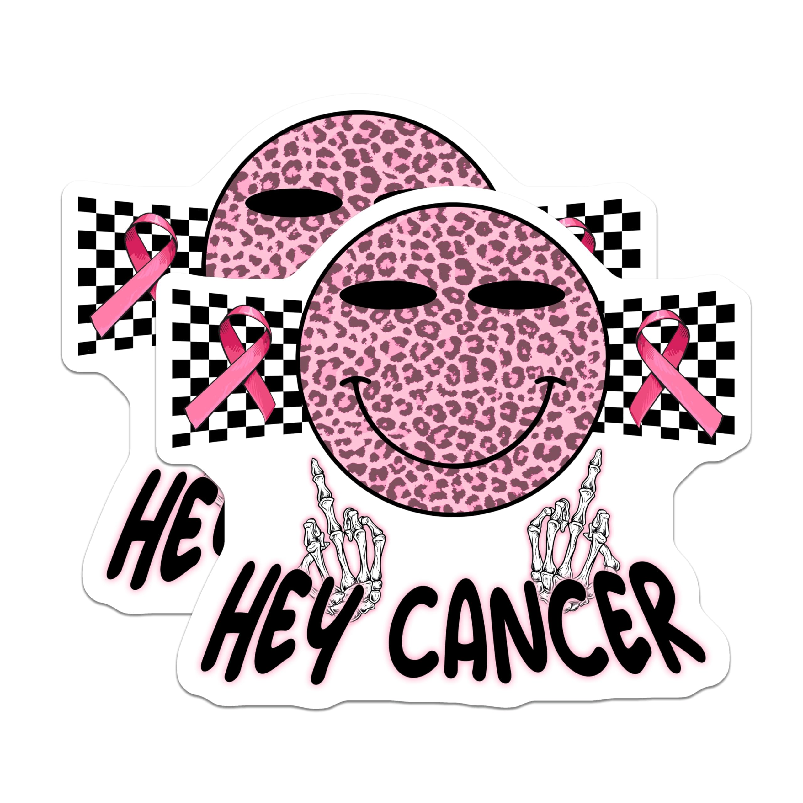 (2 Pack) Hey Cancer Magnets - Pink Ribbon - Breast Cancer Awareness - 5" On Longest Side - Premium Magnet - for Cars, Refrigerators, Toolboxes, Lockers - Made in USA - MAG16653