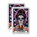 (2 Pack) La Chismosa Stickers - Day of The Dead Stickers - Sugar Skull Art Stickers - 5" On Longest Side - Sticks to Smooth Flat Surfaces - Made in USA - BMCS5133