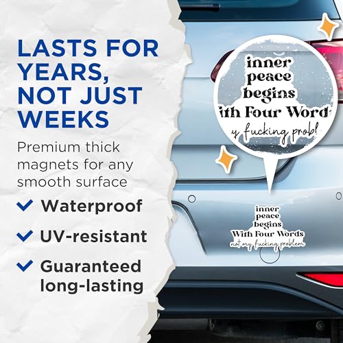 (2 Pack) Inner Peace Magnets - Motivational Quote Magnets - Funny Adult Magnets- 5" On Longest Side - for Fridges, Toolboxes, Cars - Made in USA - MAG2984