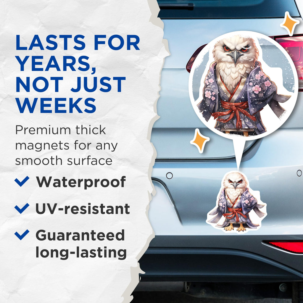 (2 Pack) Eagle Magnets - Kimono Bird - Anime Decor - 5" On Longest Side - Premium Magnet - for Cars, Refrigerators, Toolboxes, Lockers - Made in USA - MAG17058