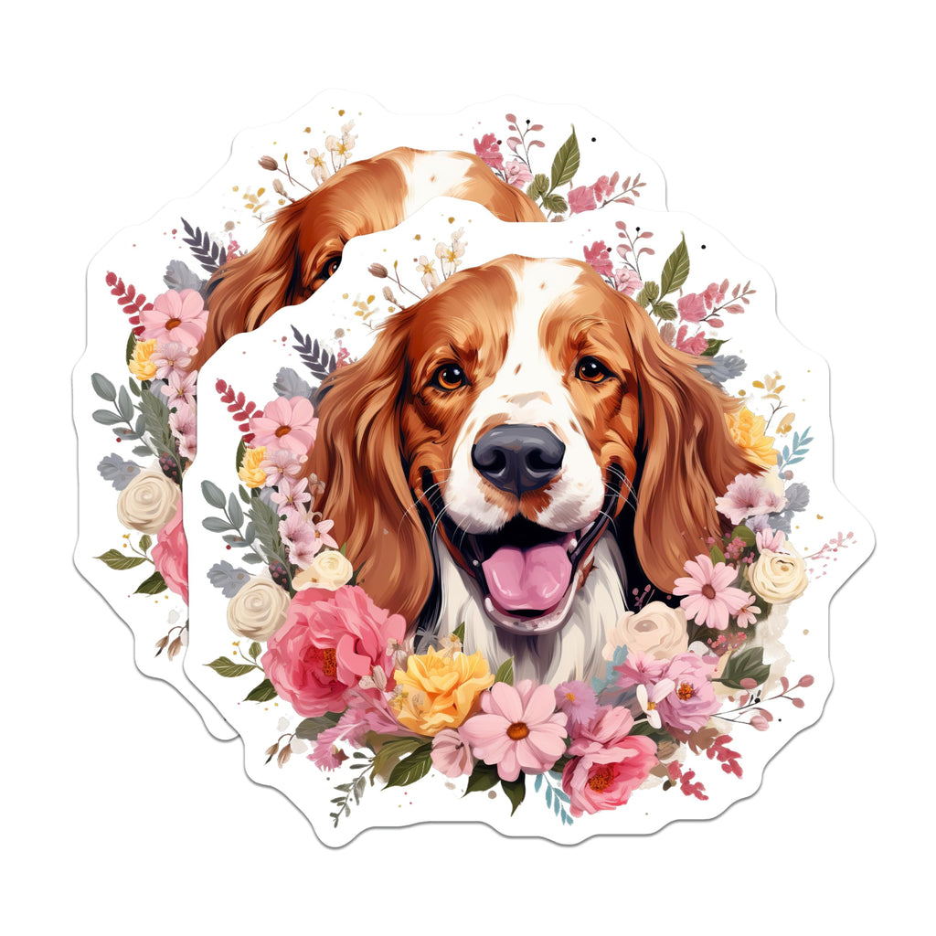 (2 Pack) Floral Spaniel Dog Magnets - Cute Dog Lover Fridge Magnets - Spring Kitchen Decor for Dog Moms - 5 Inches On Longest Side - Thick Durable Magnet - Made in USA - MAG29972