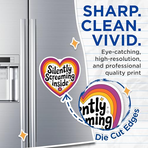 (2 Pack) Silently Screaming Inside Magnets - Heart Shape Decoration - Motivational Quotes - Quirky Fridge Decor - 5" On Longest Side - for Cars, Fridges, Toolboxes - Made in USA - MAG5601