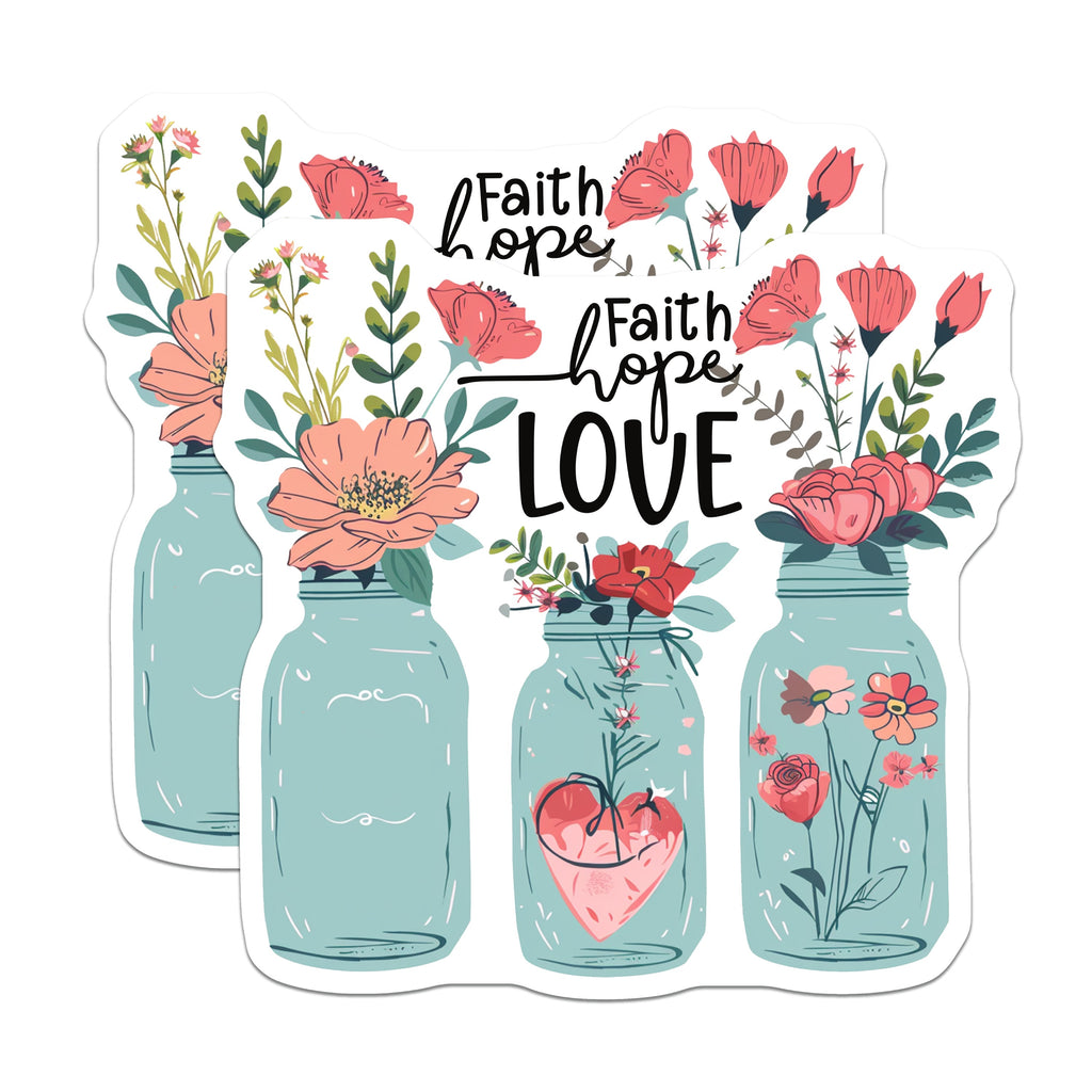 (2 Pack) Faith Hope Love Magnets - Rustic Farmhouse Decor - Inspirational Kitchen Fridge Magnets - 5 Inches On Longest Side - Thick Durable Magnet - Made in USA - MAG37703