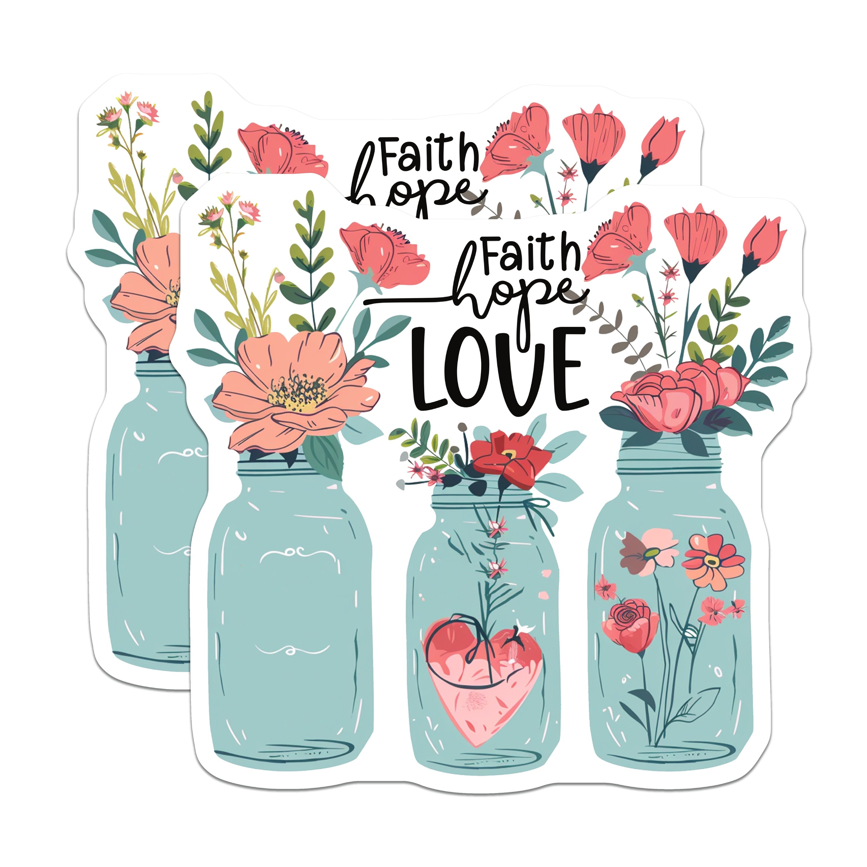 (2 Pack) Faith Hope Love Magnets - Rustic Farmhouse Decor - Inspirational Kitchen Fridge Magnets - 5 Inches On Longest Side - Thick Durable Magnet - Made in USA - MAG37703