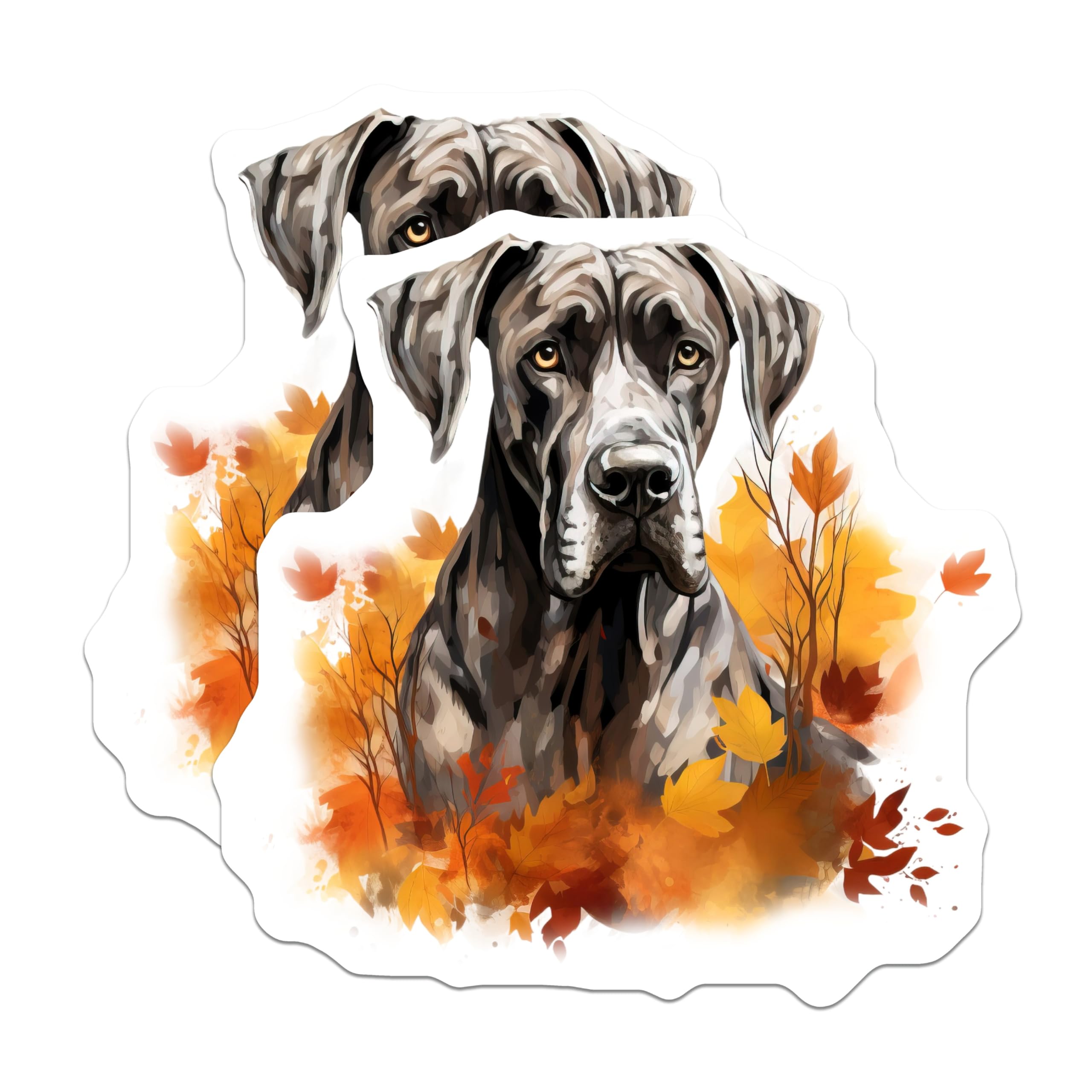 (2 Pack) Great Dane Magnets - Autumn Dog Decor - Dog Lover Fridge Accent - 5 Inches On Longest Side - Thick Durable Magnet - Made in USA - MAG30197