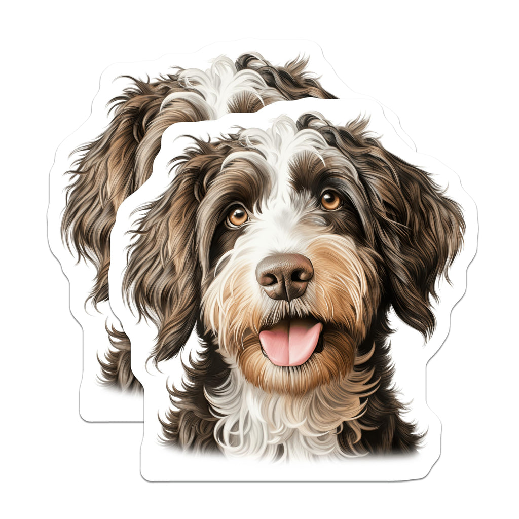 (2 Pack) Bernedoodle Dog Magnets - Adorable Doodle Puppy Portrait Art - Animal Lover Pet Owner Refrigerator Decor - 5 Inches On Longest Side - Thick Durable Magnet - Made in USA - MAG24565