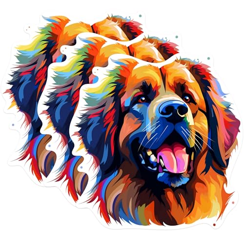 (3 Pack) Leonberger Dog Decals - Colorful Dog Stickers - Laptop Decals - 3 Inches On Longest Side - Easy Peel & Apply - Made in USA - 3MCS0766