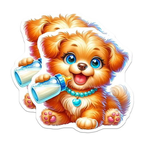 (2 Pack) Cartoon Dog Kitchen Decor Magnet - 5" On Longest Side - Sticks to Smooth Flat Surfaces - Made in USA - MAG9593