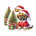(2 Pack) Christmas Puppy Magnets - Santa Dog Refrigerator Decor - Festive Holiday Kitchen Animal Art - Winter Season Accent - 5 Inches On Longest Side - Thick Durable Magnet - Made in USA - MAG23639