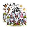(2 Pack) Hello Spring Magnets - Gnome Bunny Garden Decor - Cute Spring Gnome Art - 5" On Longest Side - for Cars, Fridges, Toolboxes - Made in USA - MAG7999