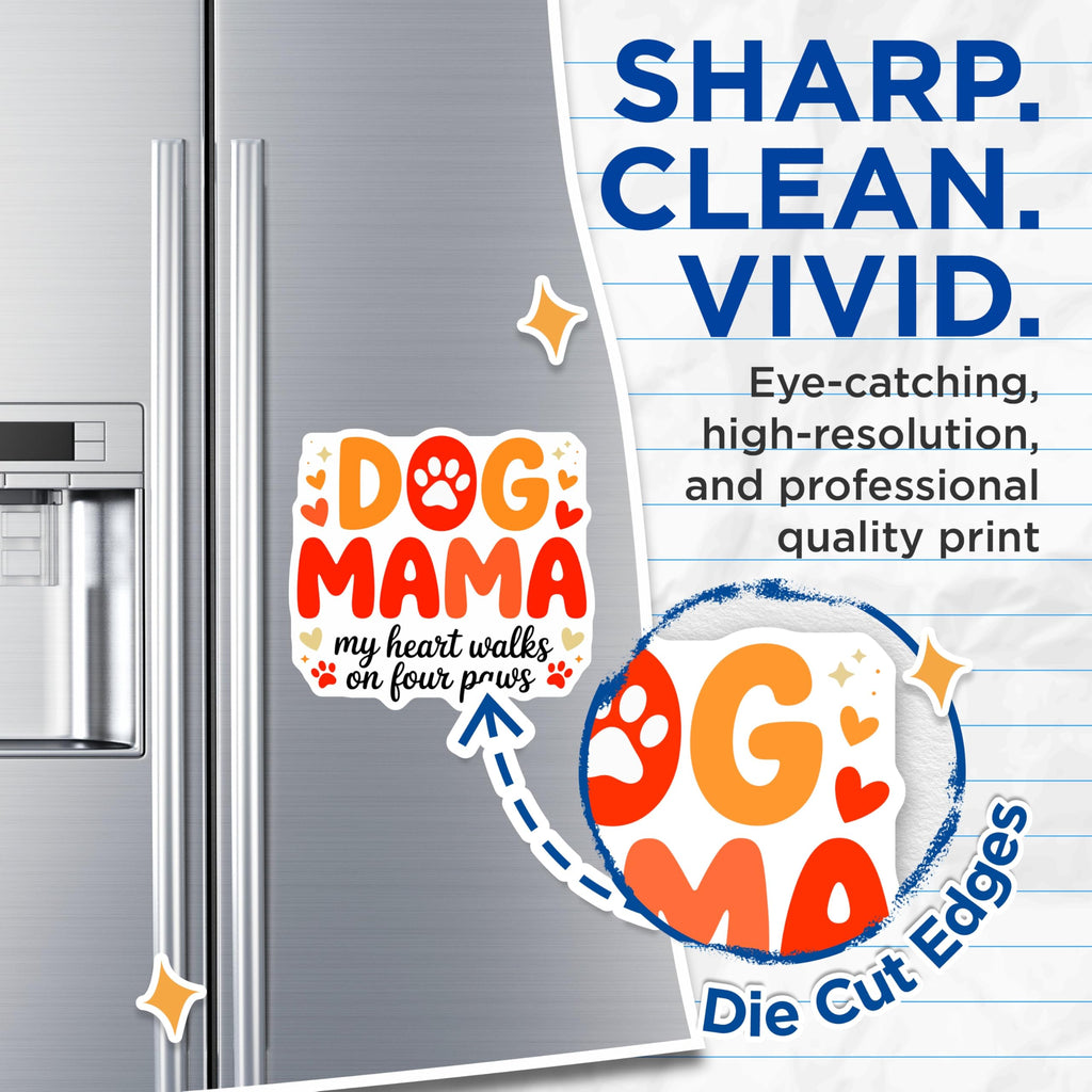 (2 Pack) Dog Mama Magnets - My Heart Walks on Four Paws - Pet Parent Kitchen Fridge Accessory - 5 Inches On Longest Side - Thick Durable Magnet - Made in USA - MAG25959