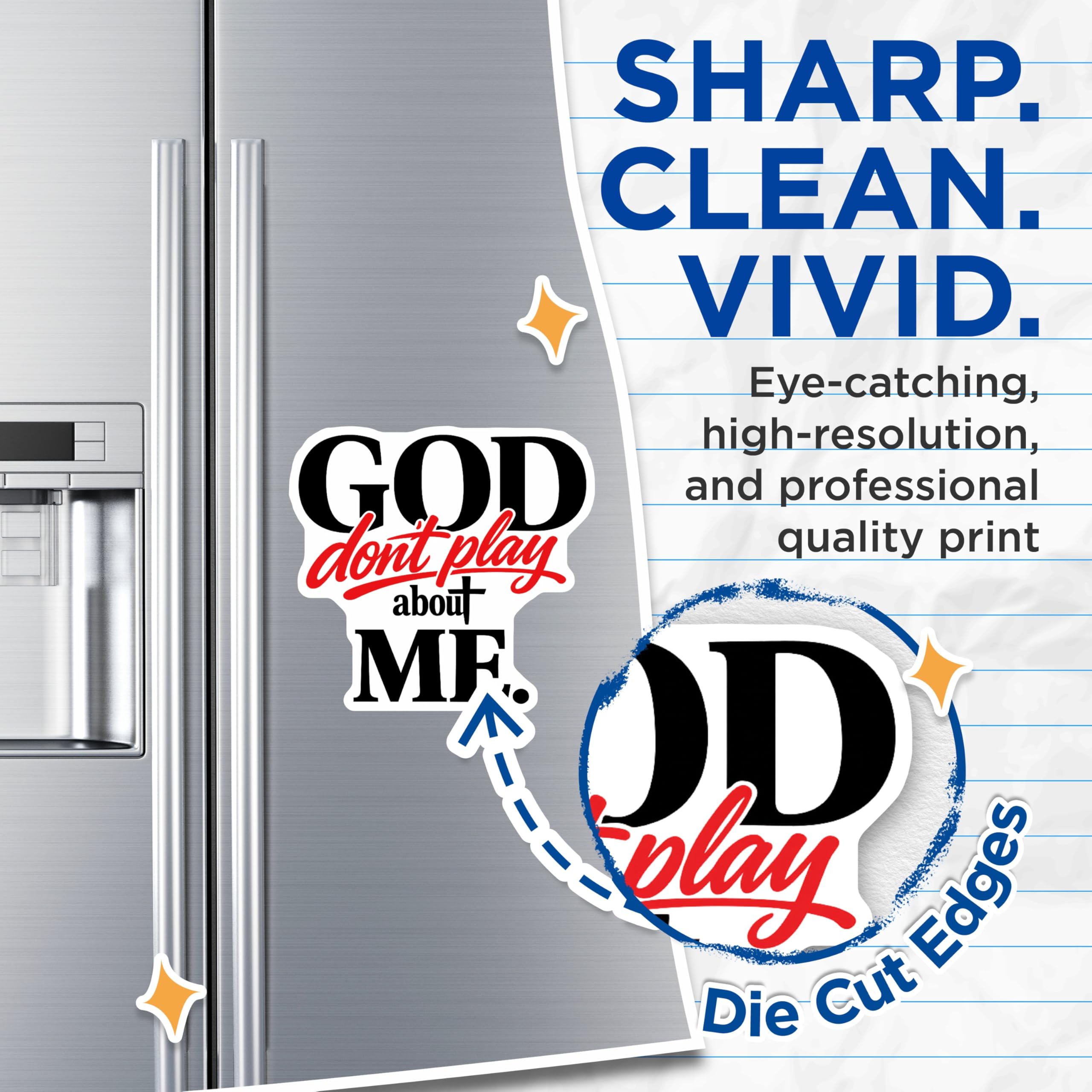 (2 Pack) God Dont Play About Me Magnets - Empowering Faith Statement - Christian Spiritual Refrigerator Vehicle Magnet - 5 Inches On Longest Side - Thick Durable Magnet - Made in USA - MAG20916