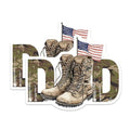 (2 Pack) Dad Military Boots Stickers - American Flag - USA Veteran Pride - 5" On Longest Side - Sticks to Smooth Flat Surfaces - Made in USA - BMCS9003