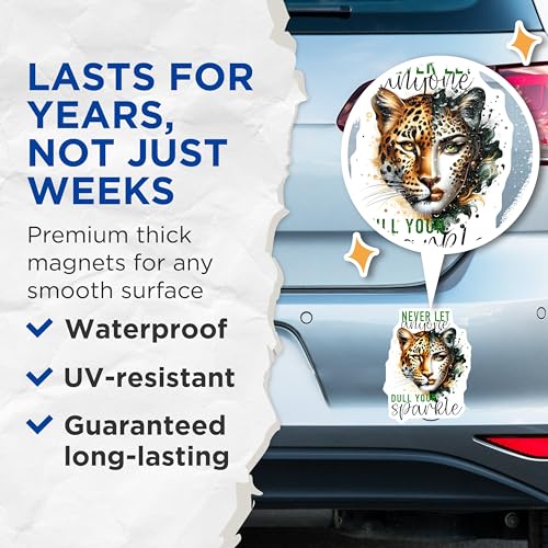 (2 Pack) Animal Face Magnets Magnets - Motivational Quote - Art Decor for Home or Office - 5" On Longest Side - Made in USA - Sticks to Refrigerators & Metal Surfaces - MAG9238