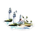 (2 Pack) Lighthouse Magnets - Coastal Seascape Art - Beach House Decor - Ocean View - 5 Inches On Longest Side - Thick Durable Magnet - Made in USA - MAG19930