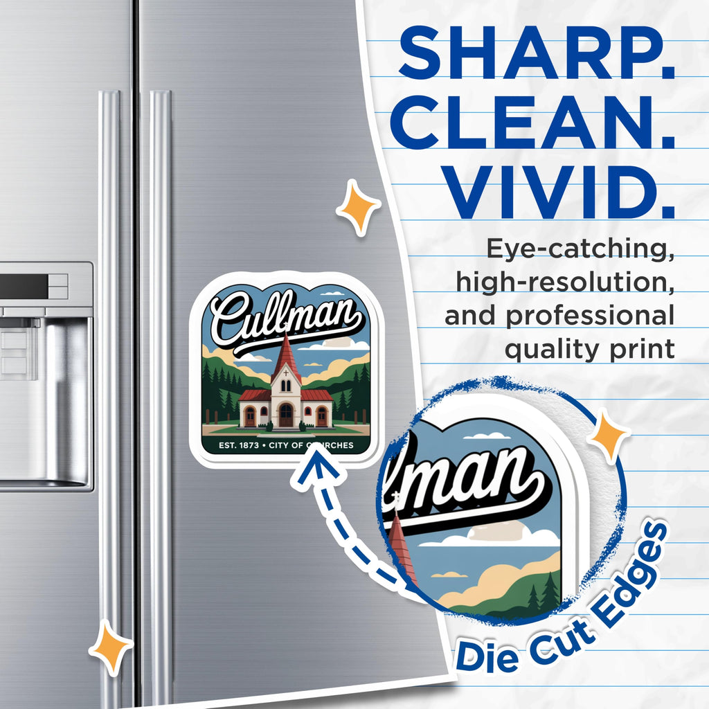 (2 Pack) Cullman Alabama Magnets - City of Churches - Souvenir Fridge Magnets - 5" On Longest Side - Premium Magnet - for Cars, Refrigerators, Toolboxes, Lockers - Made in USA - MAG17771