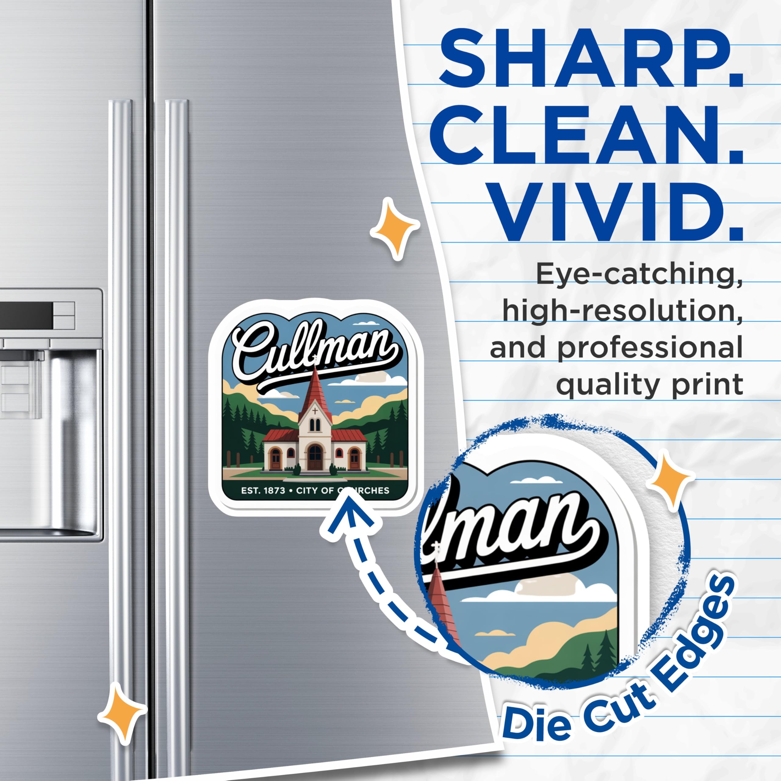 (2 Pack) Cullman Alabama Magnets - City of Churches - Souvenir Fridge Magnets - 5" On Longest Side - Premium Magnet - for Cars, Refrigerators, Toolboxes, Lockers - Made in USA - MAG17771