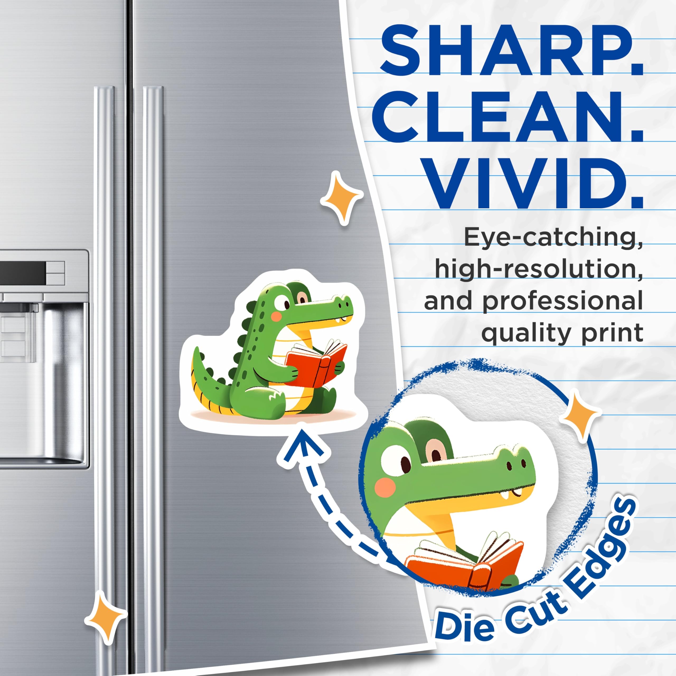 (2 Pack) Alligator Reading Magnets - Cute Crocodile Book Lover Decor - Whimsical Literary Animal Home Refrigerator Display - 5 Inches On Longest Side - Thick Durable Magnet - Made in USA - MAG21593