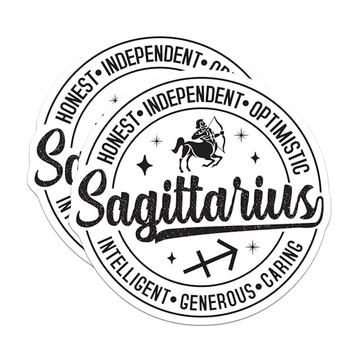 (2 Pack) Sagittarius Zodiac Stickers - Astrology Stickers - Horoscope Stickers for Sagittarius - 5" On Longest Side - Sticks to Smooth Flat Surfaces - Made in USA - BMCS5290