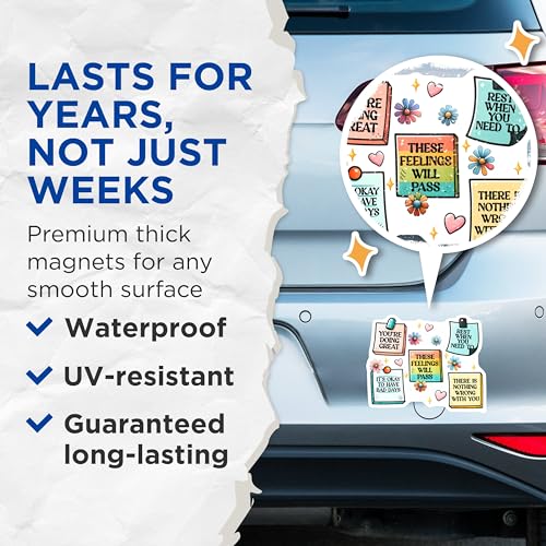 (2 Pack) Motivational Quotes Magnets - Positive Affirmations Magnets - Uplifting Inspirational Magnets Set - 5" On Longest Side - for Cars, Refrigerators, Toolboxes, Lockers - Made in USA BMCS3246