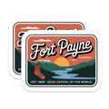 (2 Pack) Fort Payne Alabama Stickers - Sock Capital - Souvenir Stickers - 5" On Longest Side - Sticks to Smooth Flat Surfaces - Made in USA - BMCS18675