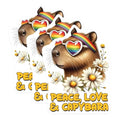 (3 Pack) Capybara Laptop Decals - Peace Love Capybara - Rainbow Sunglasses - 3 Inches On Longest Side - Easy Peel & Apply - Made in USA - 3MCS2526