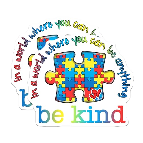 (2 Pack) Be Kind Magnets Magnets - Puzzle Piece Design - 5" On Longest Side - Made in USA - Sticks to Refrigerators & Metal Surfaces - MAG8597