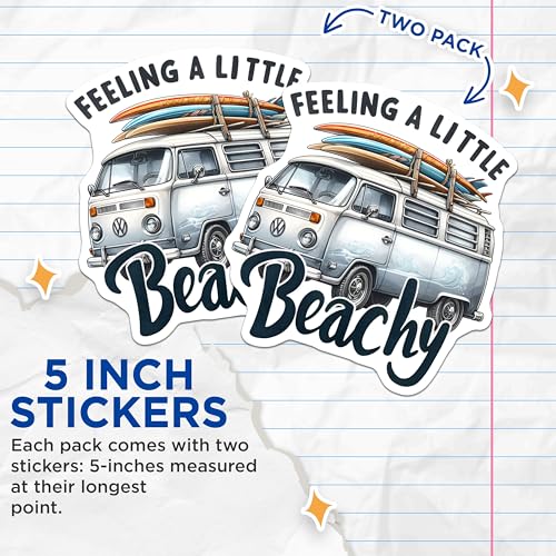 (2 Pack) Feeling A Little Beachy Stickers - 5" On Longest Side - Sticks to Smooth Flat Surfaces - Made in USA - BMCS9279 - BMCS9279