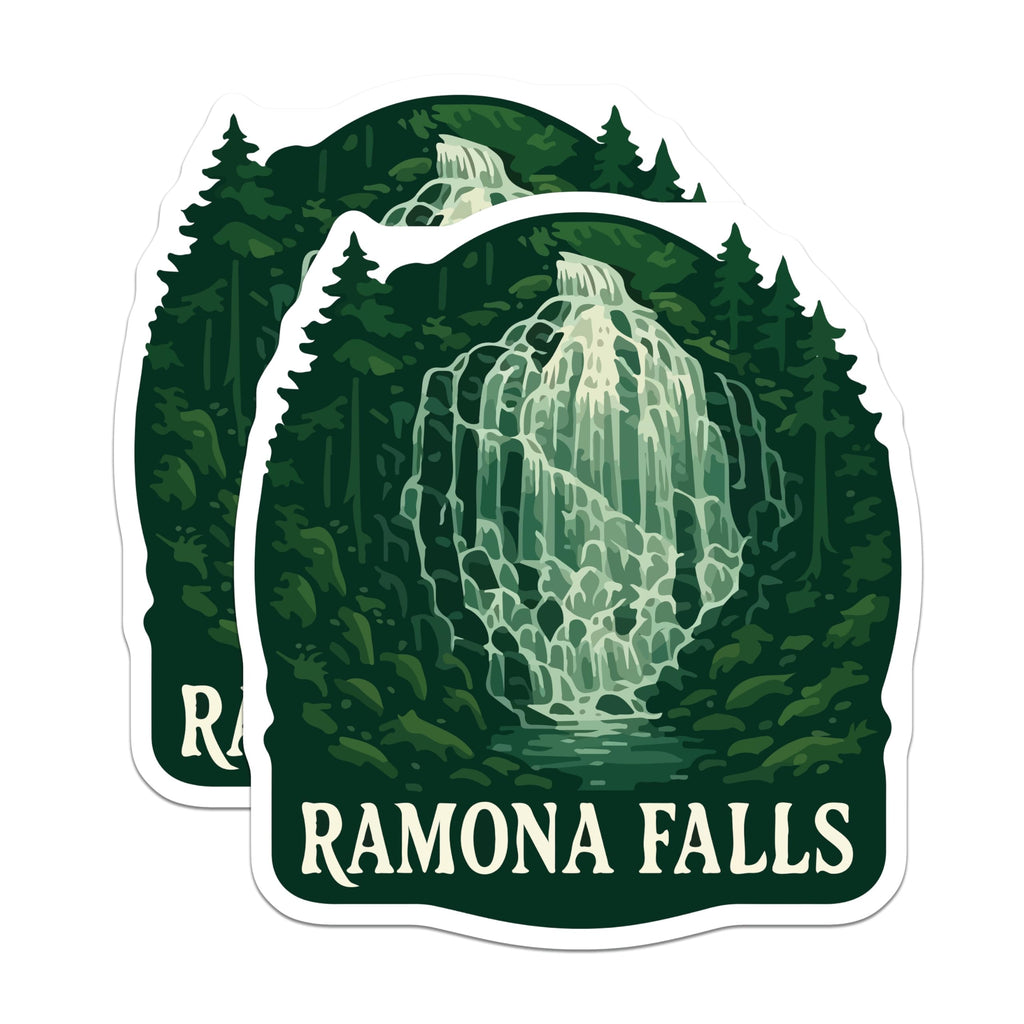 (2 Pack) Ramona Falls Magnets - Oregon Waterfall Scenery - Forest Landscape Art - PNW Travel Souvenir - 5 Inches On Longest Side - Thick Durable Magnet - Made in USA - MAG20045
