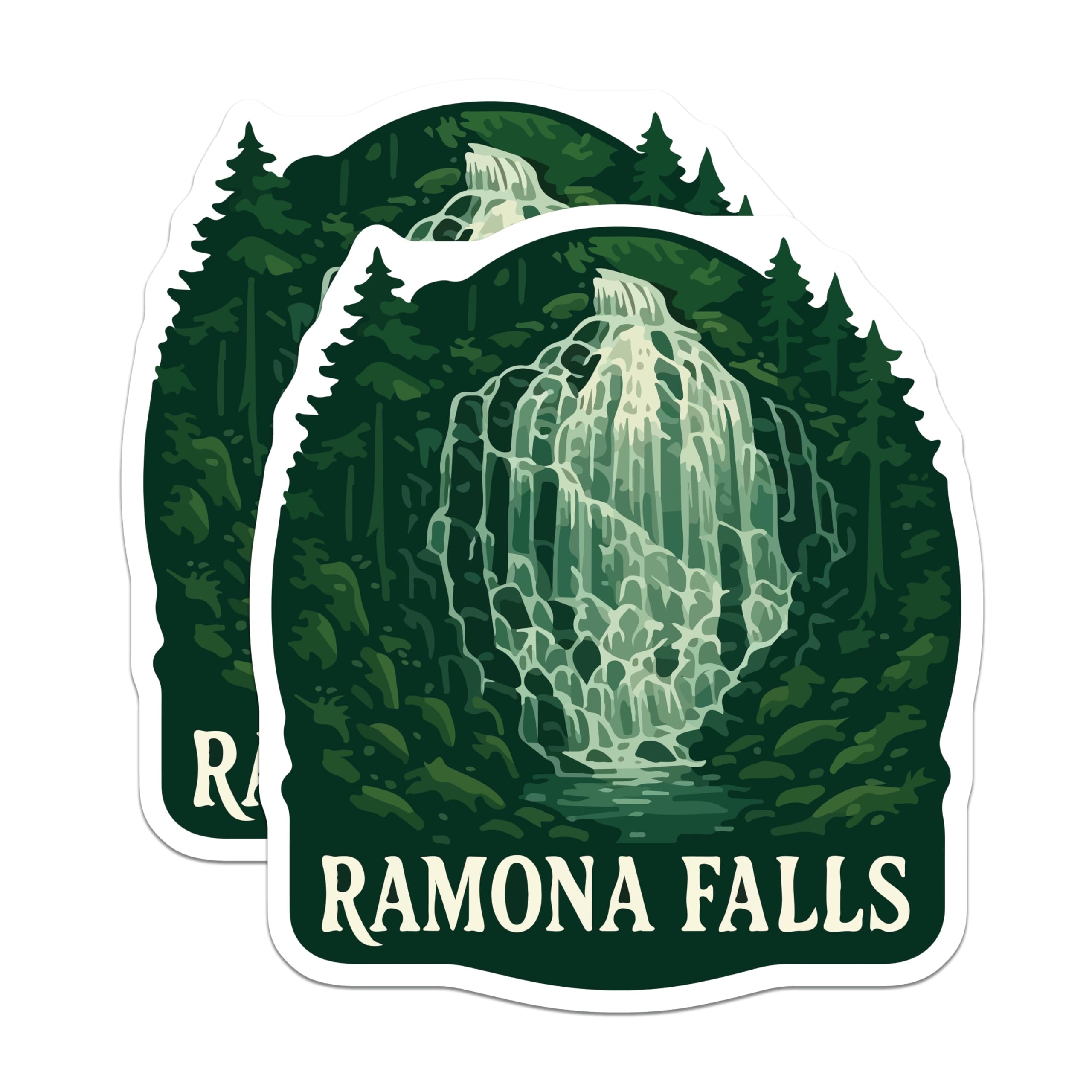 (2 Pack) Ramona Falls Magnets - Oregon Waterfall Scenery - Forest Landscape Art - PNW Travel Souvenir - 5 Inches On Longest Side - Thick Durable Magnet - Made in USA - MAG20045