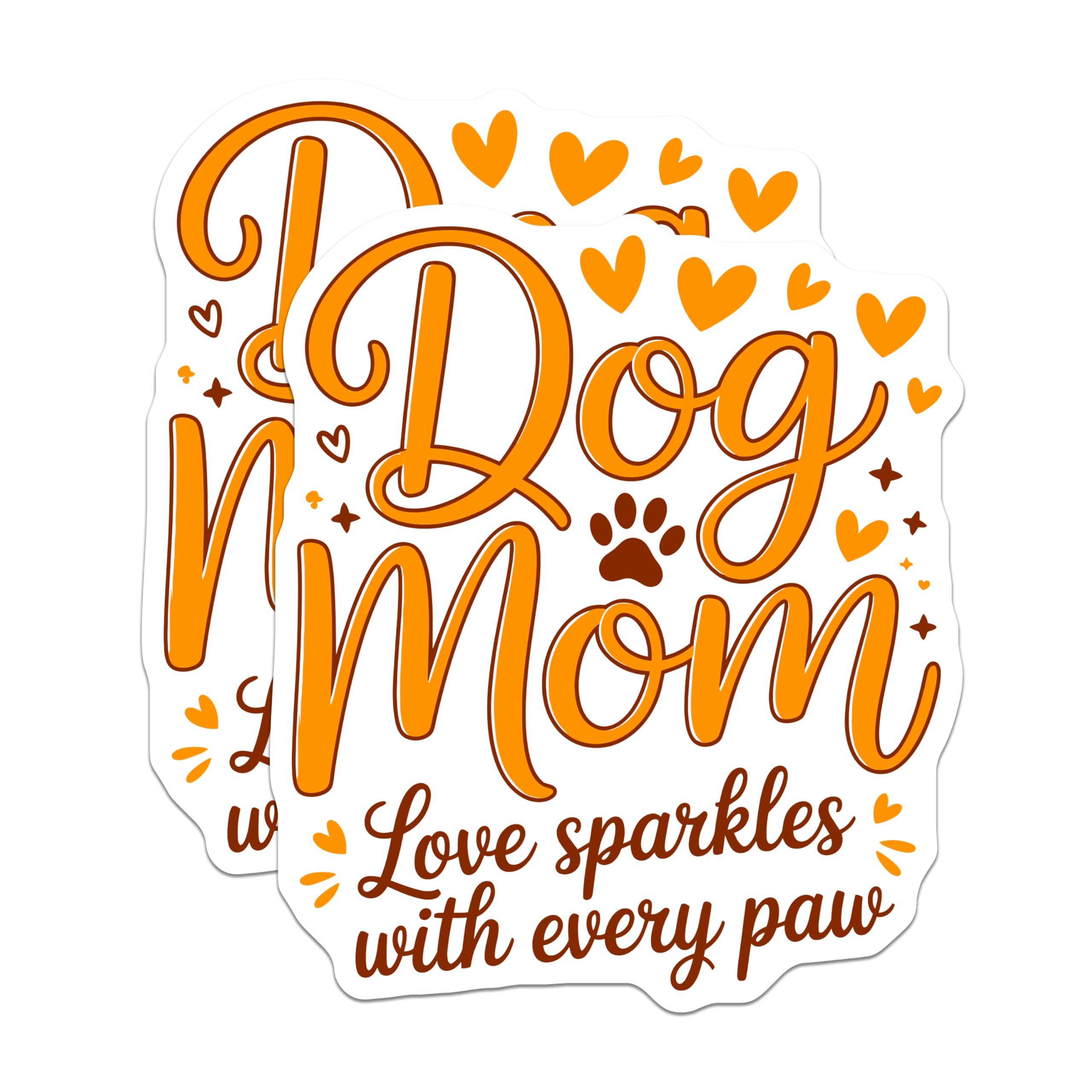 (2 Pack) Dog Mom Magnets - Pet Parent Decor - Fur Mom Accessories - Love Every Paw Print - 5 Inches On Longest Side - Thick Durable Magnet - Made in USA - MAG29879