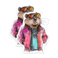(2 Pack) Cool Animal Art Stickers - Retro Sunglasses - Funky Jacket - Cute Critter Sticker - 5" On Longest Side - Sticks to Smooth Flat Surfaces - Made in USA - BMCS9514