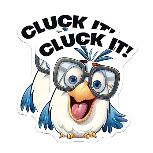 (2 Pack) Funny Bird Magnets - Cluck It - Silly Chicken Magnets for Fridge Locker Office - 5" On Longest Side - for Cars, Fridges, Toolboxes - Made in USA - MAG4375