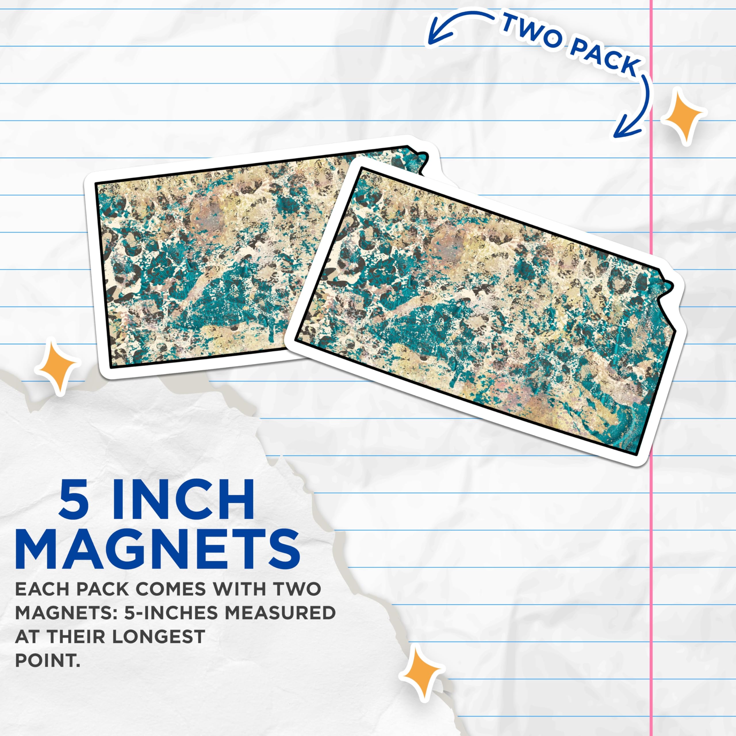 (2 Pack) Kansas Map Magnets - Abstract State Design - Fridge Magnets Set - 5" On Longest Side - Premium Magnet - for Cars, Refrigerators, Toolboxes, Lockers - Made in USA - MAG17388
