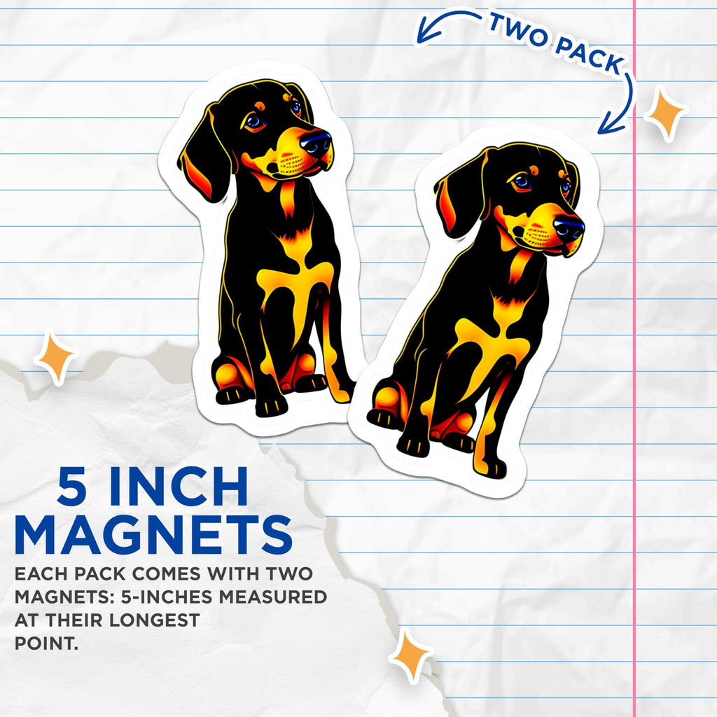 (2 Pack) Fiery Doberman Magnets - Vivid Canine Art Decor - Dynamic Animal Display for Dog Owners, Refrigerator Decor - 5 Inches On Longest Side - Thick Durable Magnet - Made in USA - MAG22708