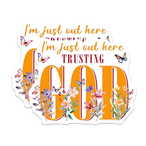 (2 Pack) Trusting God Stickers - 5" On Longest Side - Sticks to Smooth Flat Surfaces - Made in USA - BMCS8585 - BMCS8585