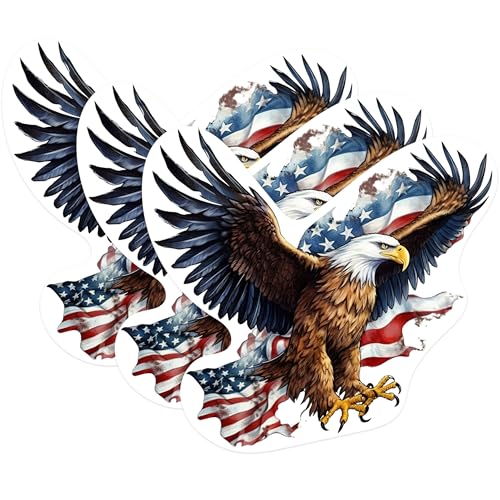 (3 Pack) American Eagle Decals - Patriotic Laptop - USA Flag Stickers - 3 Inches On Longest Side - Easy Peel & Apply - Made in USA - 3MCS1105