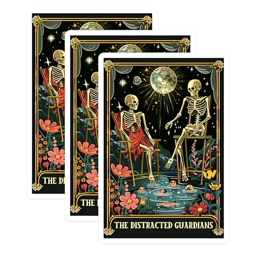 (3 Pack) Distracted Guardians Decals - Skeleton Decals - Funny Skeletons - 3 Inches On Longest Side - Easy Peel & Apply - Made in USA - 3MCS0029